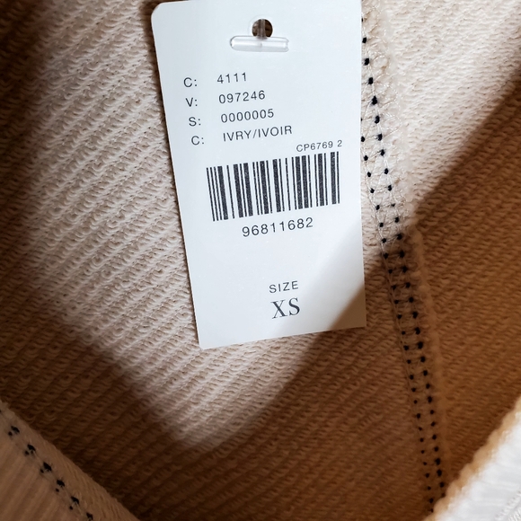 Pilcro Star Patch Ivory & Blue Oversized terrycloth sweatshirt Size XS NWT - Picture 10 of 11